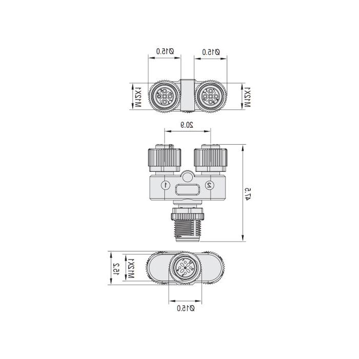 M12 5Pin公头/2M12 5Pin母头、Y型插接器、645551